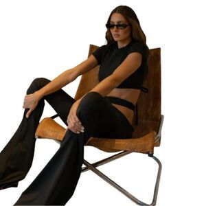 Ashlyn Paige Black Posh Cut Out Flare Trouser Size XS